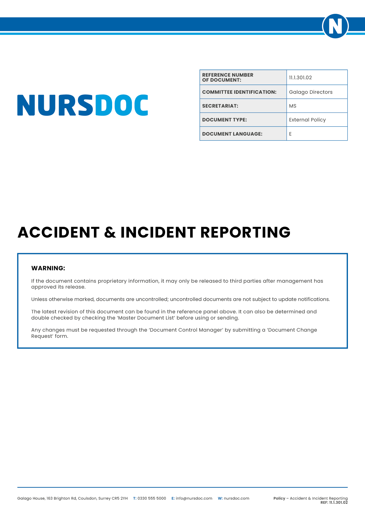 Nursdoc Policy Accident and Incident Reporting
