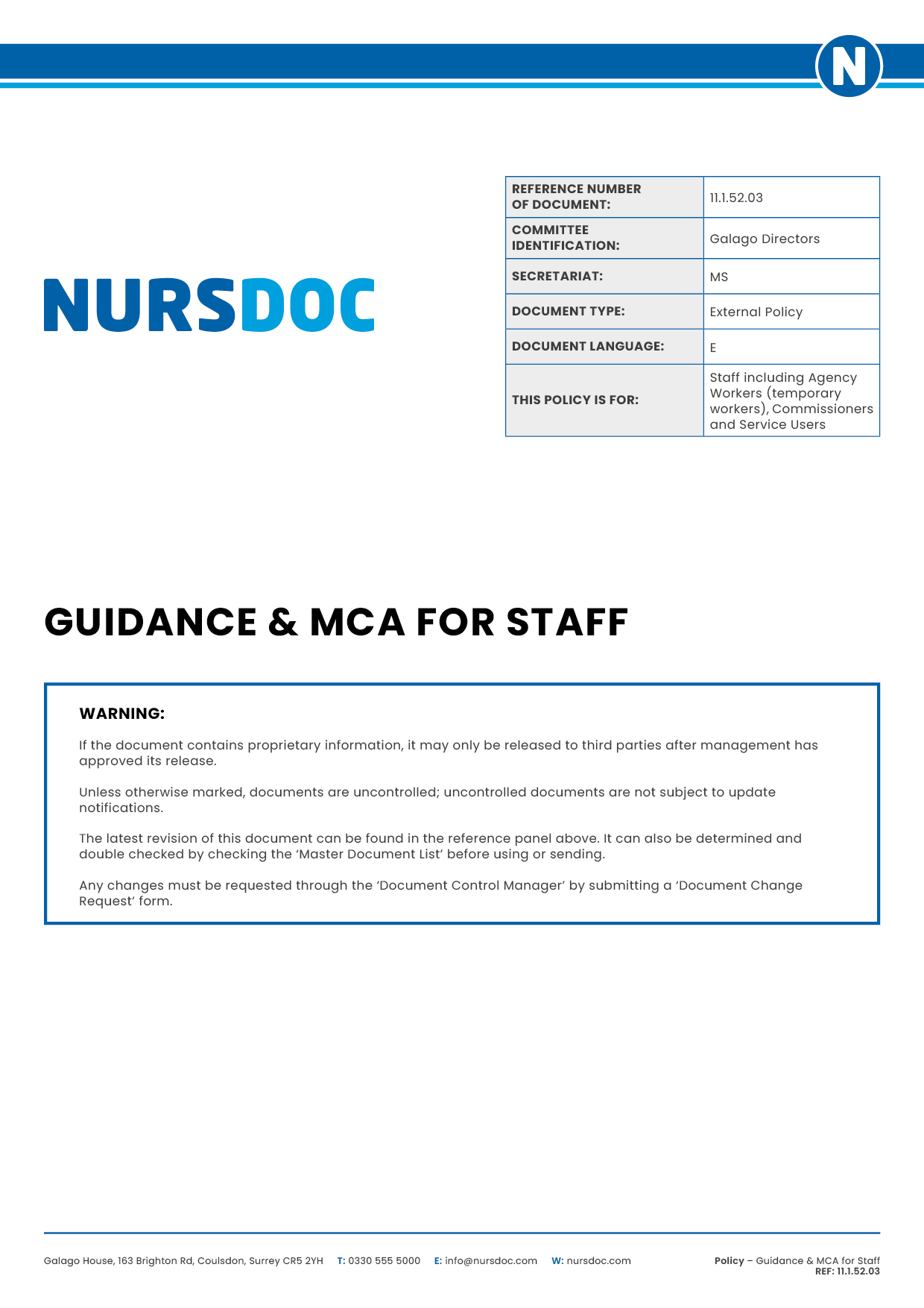 Nursdoc Policy Guidance MCA for Staff