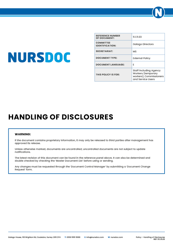 Nursdoc Handling of Disclosures Policy