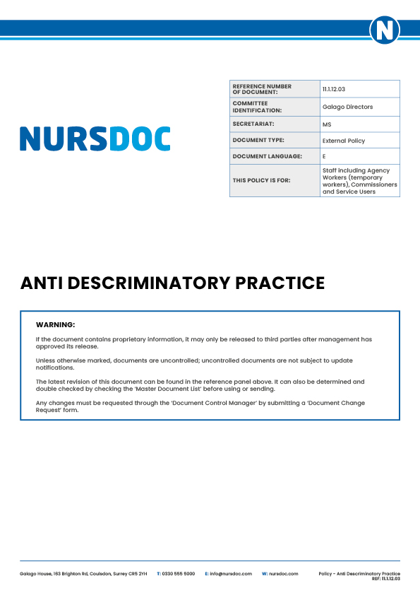 Nursdoc Anti Discriminatory Practice Policy