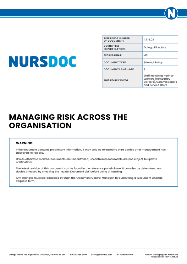 Nursdoc Policy Managing Risk Across the Organisation