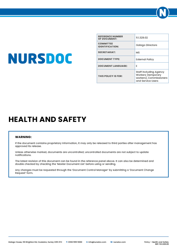 Nursdoc Policy Health and Safety
