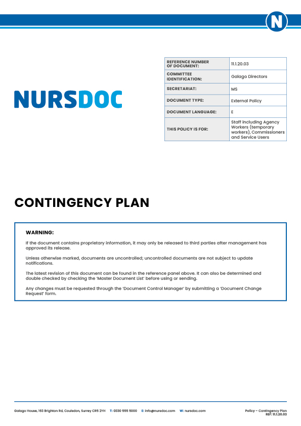 Nursdoc Policy Contingency Plan