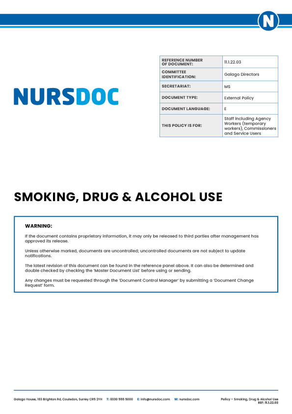 Nursdoc Policy Smoking Drug Alcohol Use