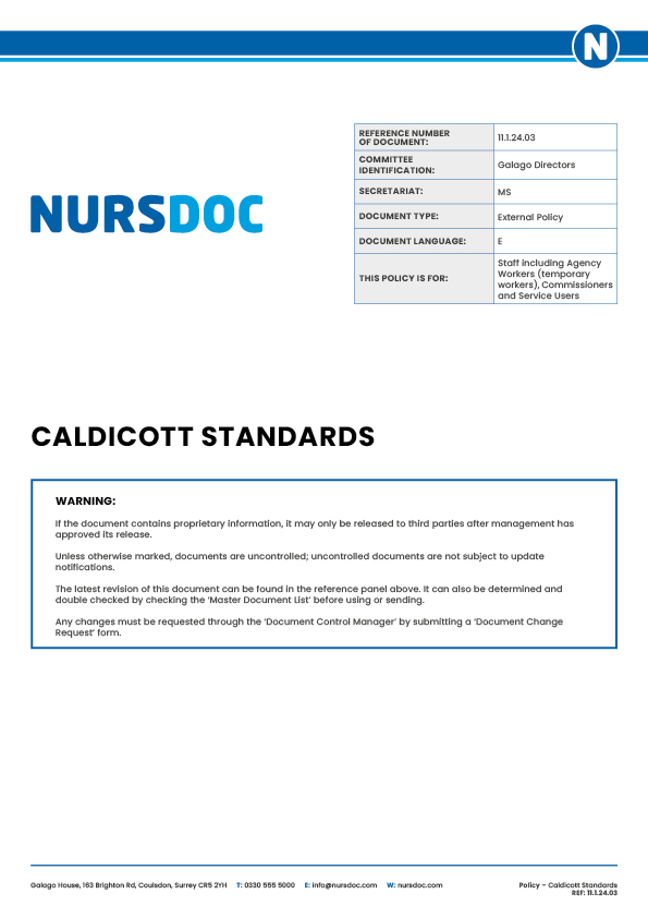 Nursdoc Policy Caldicott Standards