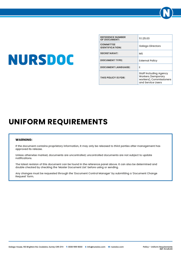 Nursdoc Policy Uniform Requirements