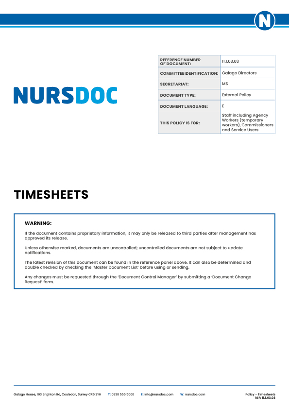 Nursdoc Timesheets Policy
