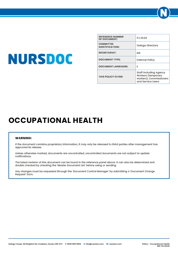 Nursdoc Policy Occupational Health