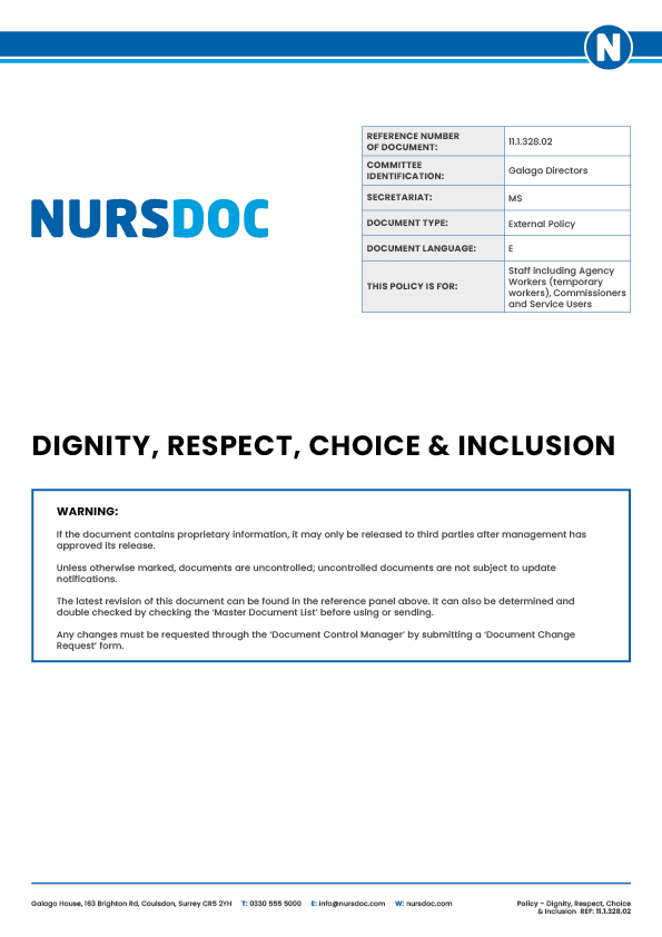 Nursdoc Policy Dignity Respect Choice and Inclusion