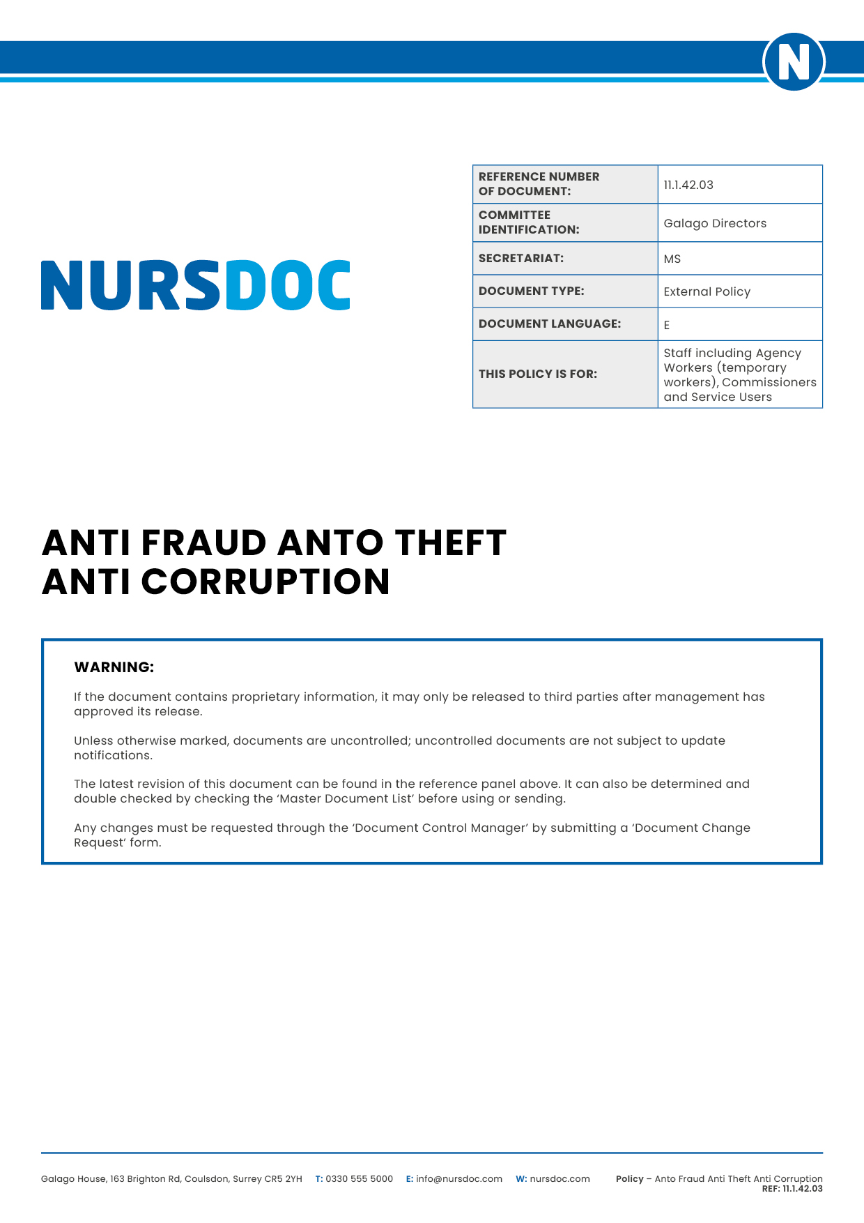 Nursdoc Policy Anti Fraud Anti Theft Anti Corruption