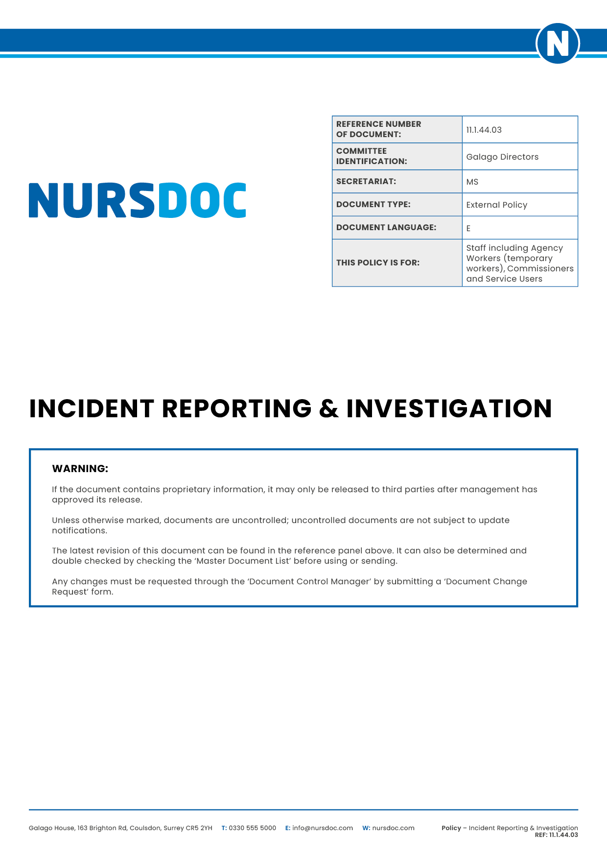 Nursdoc Policy Incident Reporting Investigation