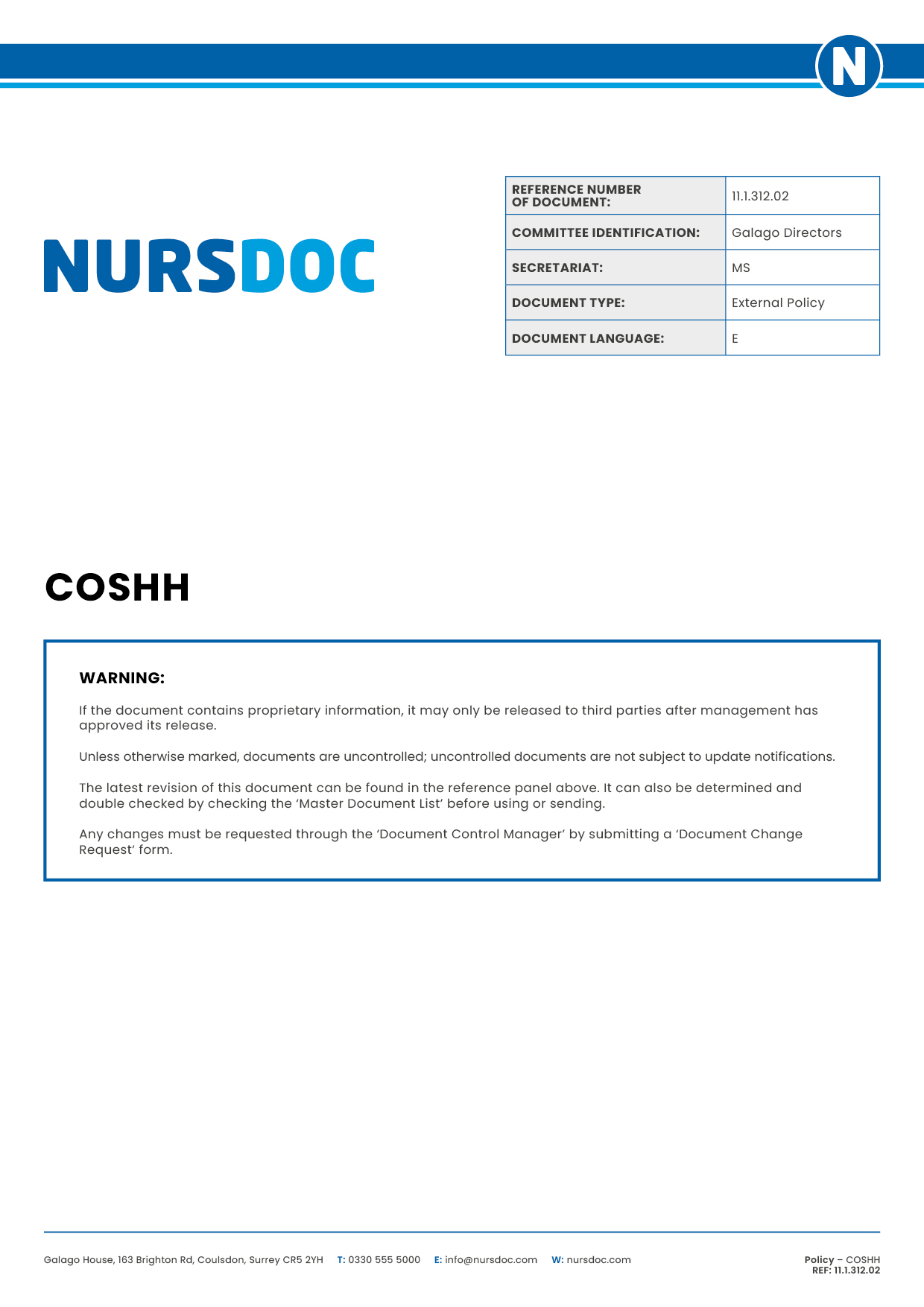 Nursdoc Policy COSHH
