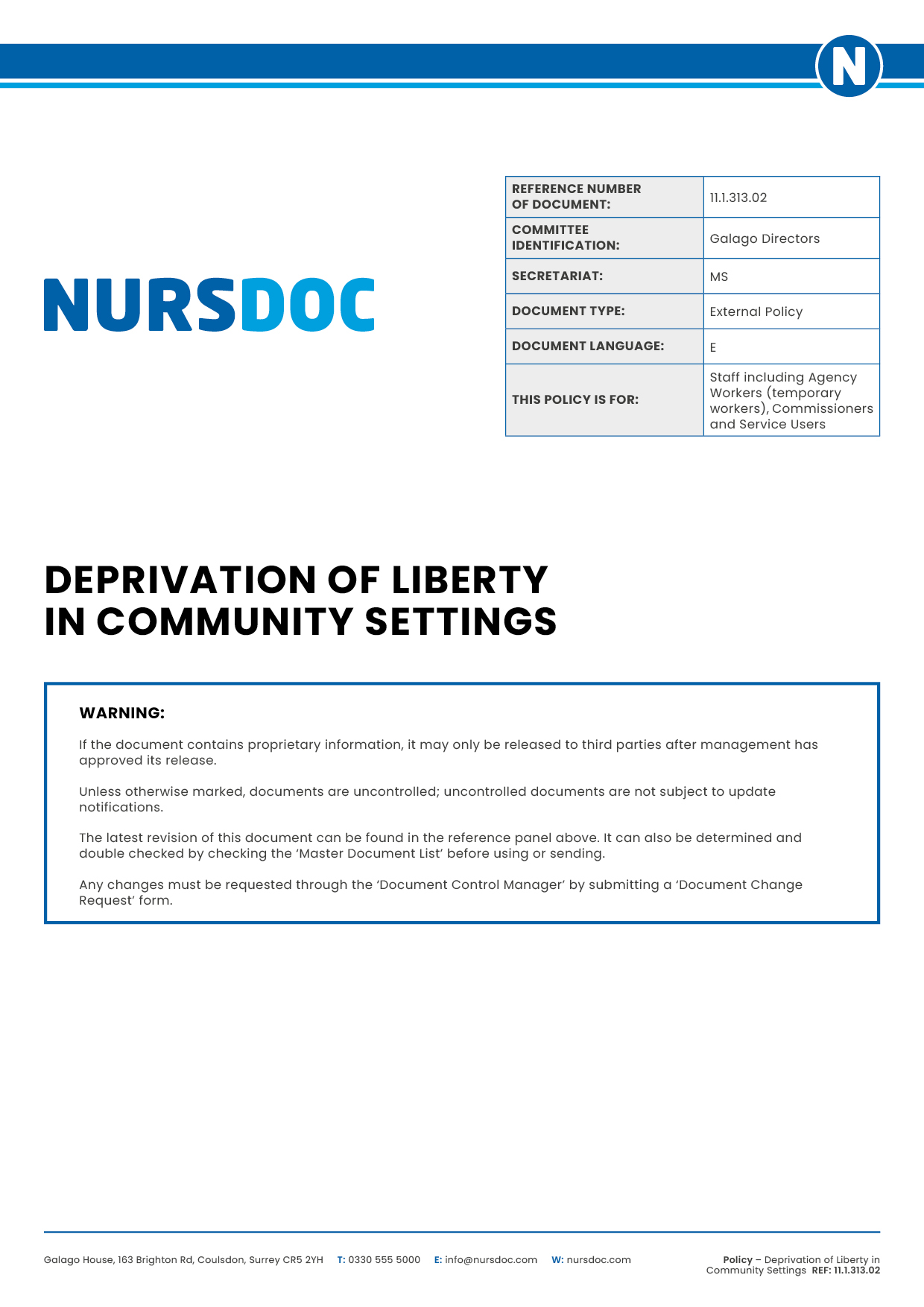 Nursdoc Policy Deprivation of Liberty in Community Settings