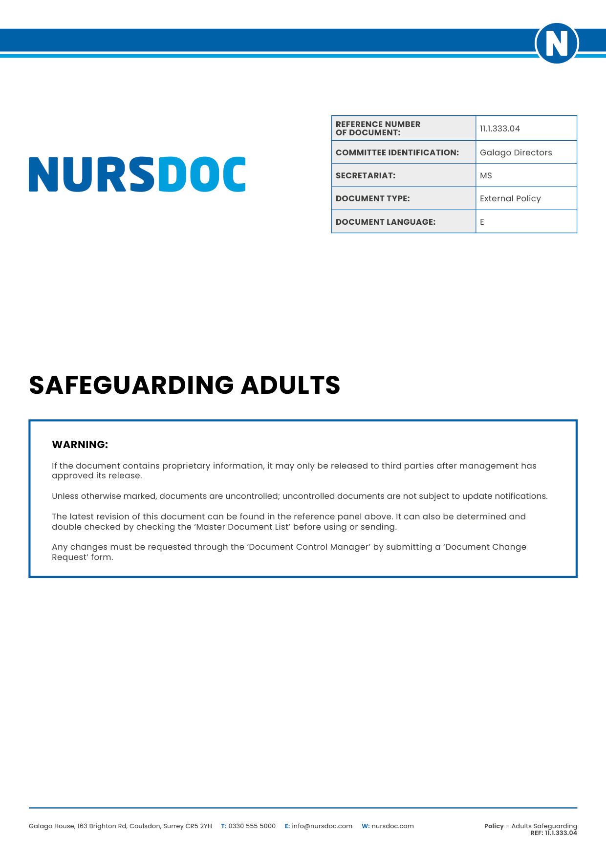 Nursdoc Policy Safeguarding Adults