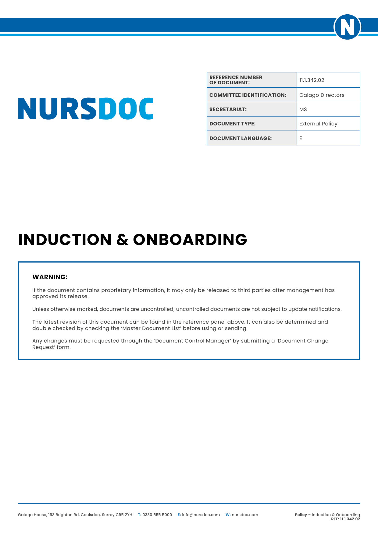 Nursdoc Policy Induction and Onboarding