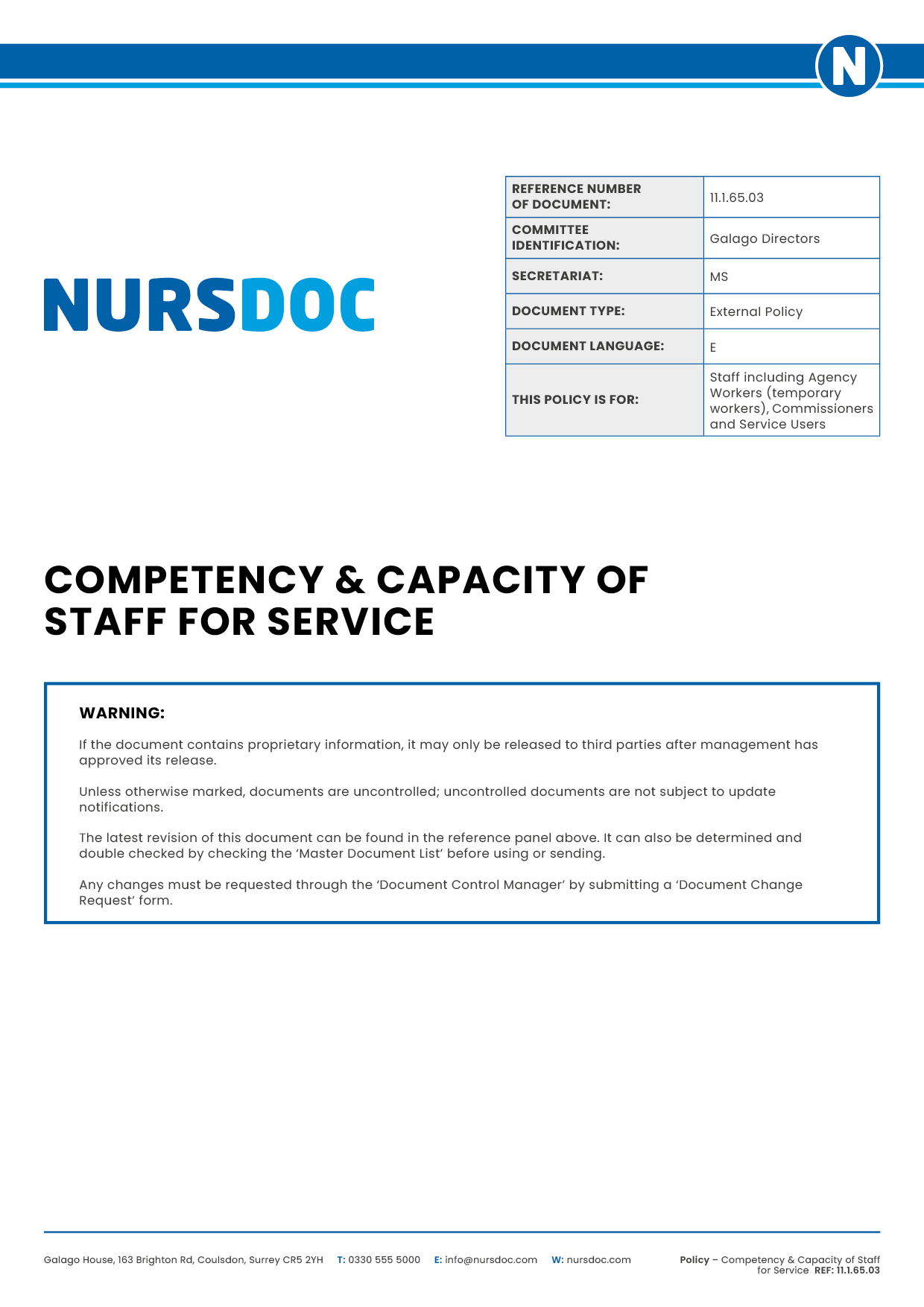 Nursdoc Policy Competency Capacity for Service