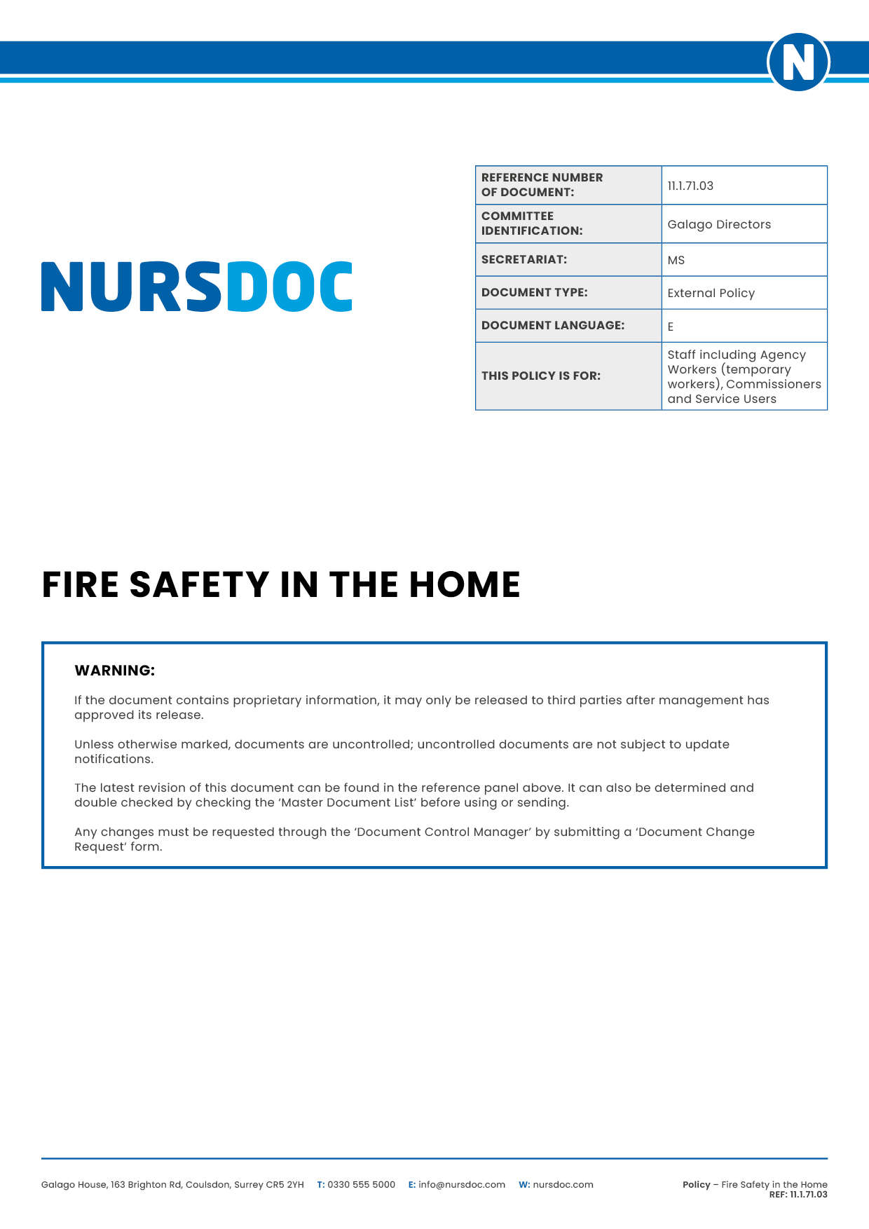 Nursdoc Policy Fire Safety in the Home