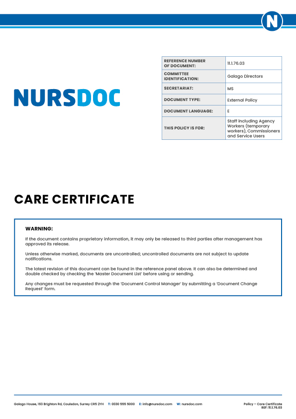 Nursdoc Policy Care Certificate