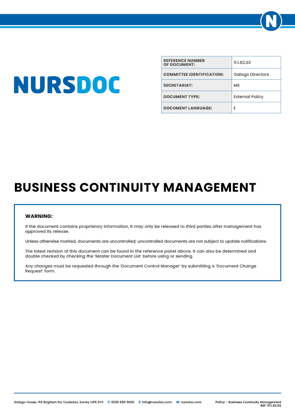 Nursdoc Policy Business Continuity Management