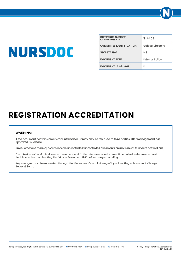 Nursdoc Policy Registration Accreditation