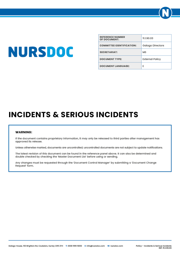 Nursdoc Policy Incidents Serious Incidents