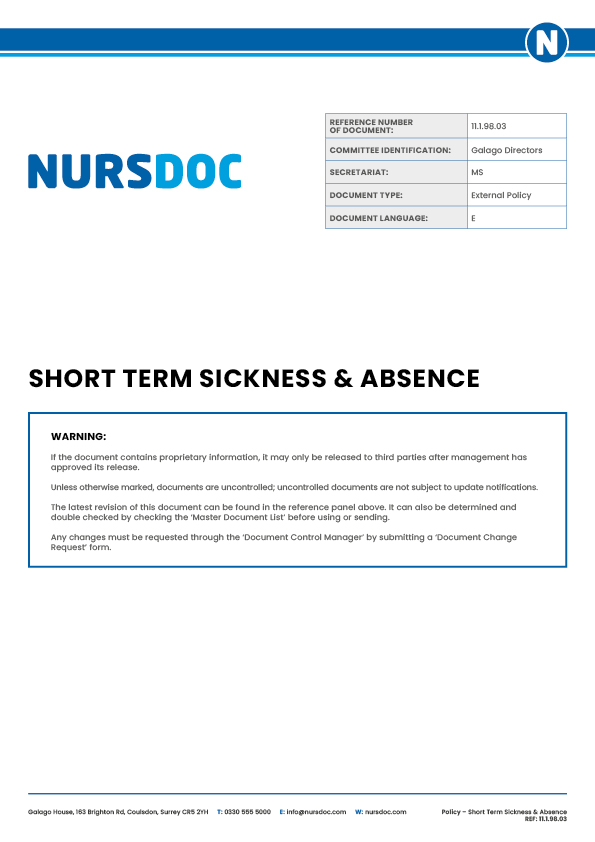Nursdoc Policy Short Term Sickness